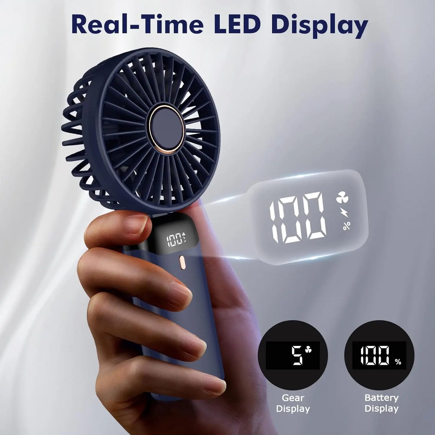Handheld Fan,Foldable Desk Desktop Type-C Rechargeable Fans
