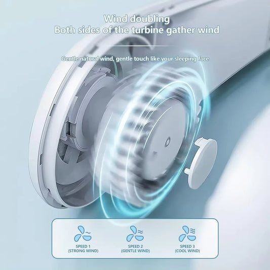Leafless hanging neck fan, mini portable usb fan